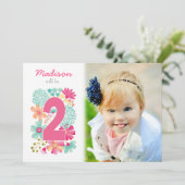 Invitation Filles 2e anniversaire Numéro de fête Photo Invita (Debout devant)