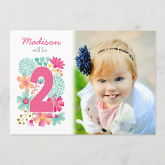 Invitation Filles 2e anniversaire Numéro de fête Photo Invita