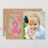 Invitation Filles 2e anniversaire Numéro de fête Photo Invita (Devant / Derrière)