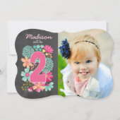 Invitation Filles 2e anniversaire Numéro de fête Photo Invita (Devant)