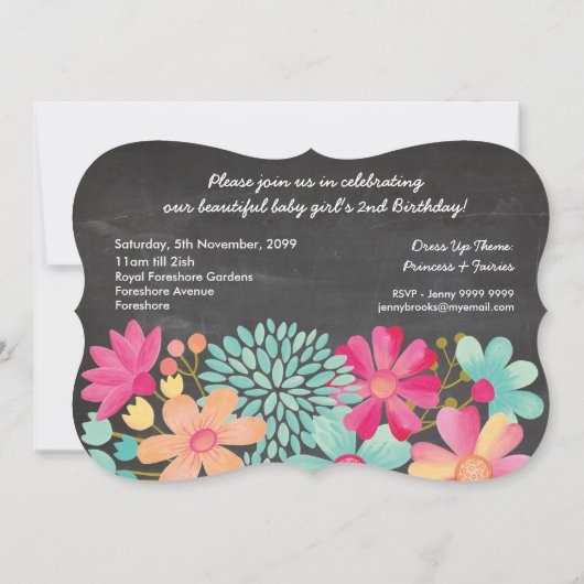 Invitation Filles 2e anniversaire Numéro de fête Photo Invita (Dos)