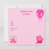 Invitation Filles 3e anniversaire fête Pink Spot Cake 3 (Dos)