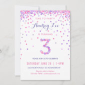 Invitation Filles 3e anniversaire Troisième fête d'anniversai (Devant)