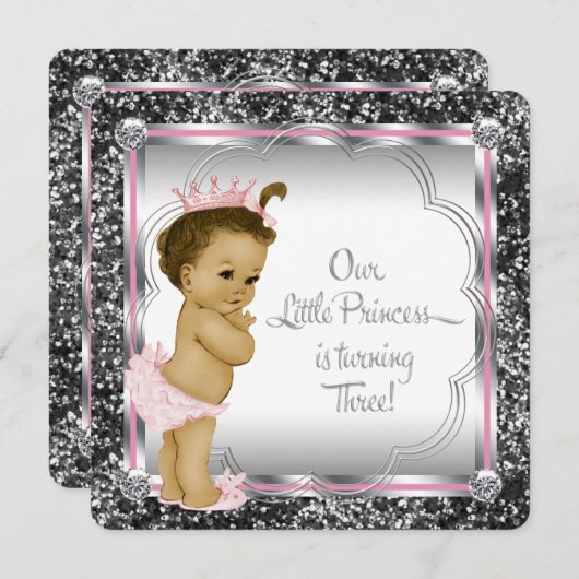 Invitation Filles 3e fête d'anniversaire (Devant / Derrière)