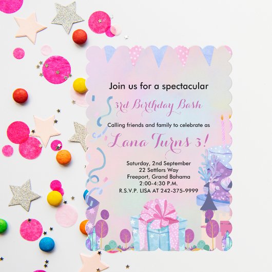 Invitation Filles 3e fête d'anniversaire