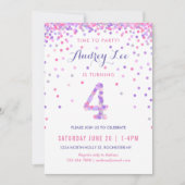 Invitation Filles 4e anniversaire Quatrième anniversaire Conf (Devant)