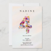 Invitation Filles 4e anniversaire Quatrième anniversaire Fête (Devant)