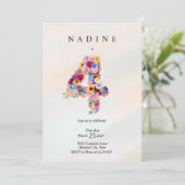 Invitation Filles 4e anniversaire Quatrième anniversaire Fête (Debout devant)