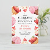 Invitation Filles 5e anniversaire Sunbeams & Ice Creams Party (Debout devant)