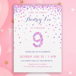Invitation Filles 9e anniversaire Neuvième anniversaire Confe