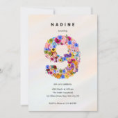 Invitation Filles 9e anniversaire Neuvième anniversaire Fête  (Devant)