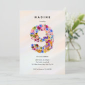 Invitation Filles 9e anniversaire Neuvième anniversaire Fête  (Debout devant)