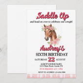 Invitation Filles à cheval Anniversaire Western (Devant / Derrière)