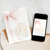 Invitation Filles à l'arc rose 4e anniversaire