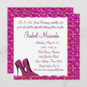 Invitation Filles à talons hauts Quinceanera 15ème partie (Devant / Derrière)