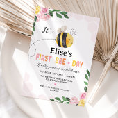 Invitation Filles Abeille rose Jaune Première Abeille Jour 1e