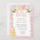 Invitation Filles Abeilles mignonnes et Baby shower d'ours de (Devant)