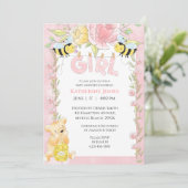 Invitation Filles Abeilles mignonnes et Baby shower d'ours de (Debout devant)
