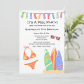 Invitation Filles Ado Pool Party Bikini Anniversaire Invitati (Debout devant)