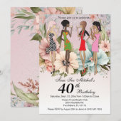 Invitation Filles Adultes Printemps Floral Anniversaire (Devant / Derrière)