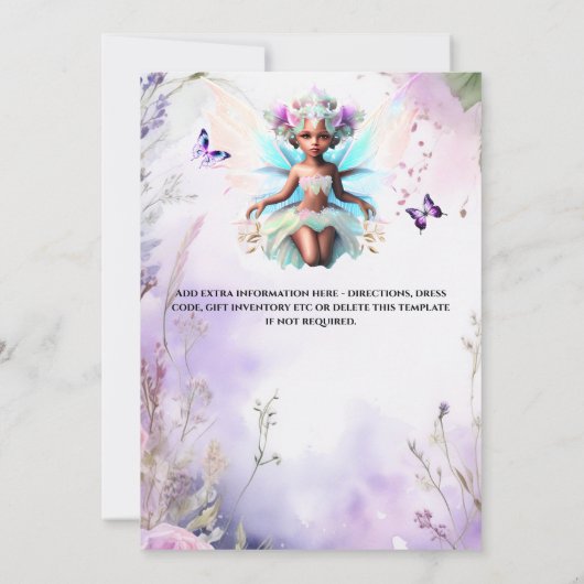 Invitation Filles afro-américaines en princesses fées fantais (Dos)