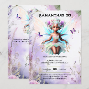 Invitation Filles afro-américaines en princesses fées fantais