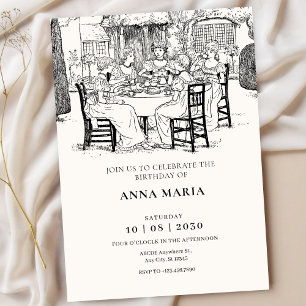 Invitation Filles anciennes prenant le thé 