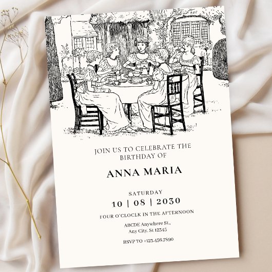 Invitation Filles anciennes prenant le thé