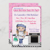 Invitation Filles Anniversaire Bake Off Fête (Devant / Derrière)
