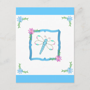 Invitation Filles Anniversaire Fleurs Bleues et Blancs libell