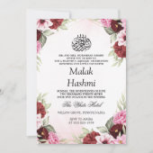 Invitation Filles Aqiqa Rouge Floral Bébé islamique Aqeeqah (Devant)