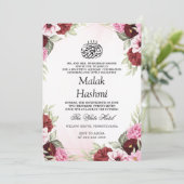 Invitation Filles Aqiqa Rouge Floral Bébé islamique Aqeeqah (Debout devant)