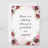 Invitation Filles Aqiqa Rouge Floral Bébé islamique Aqeeqah (Dos)