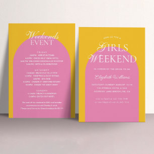 Invitation Filles Arc Rose Jaune Week-end Bachelorette Party