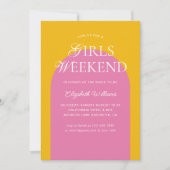 Invitation Filles Arc Rose Jaune Week-end Bachelorette Party (Devant)