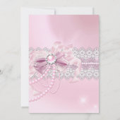 Invitation Filles Arc Rose Perle Sainte Communion (Dos)