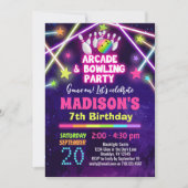 Invitation Filles Arcade et Bowling Party Anniversaire (Devant)