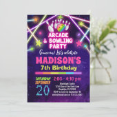 Invitation Filles Arcade et Bowling Party Anniversaire (Debout devant)
