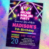 Invitation Filles Arcade et Bowling Party Anniversaire