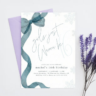 Invitation Filles au Nœud Bleu Veulent Avoir 16 Ans Anniversa
