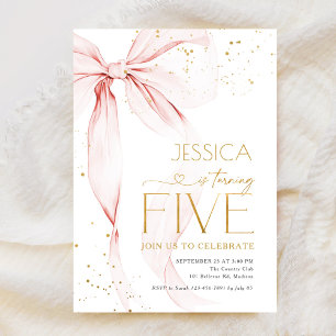 Invitation Filles au nœud rose 5ème anniversaire
