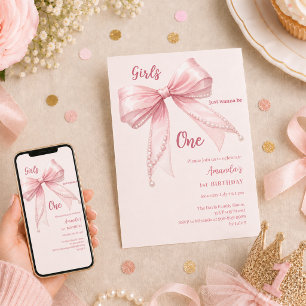 Invitation Filles au nœud rose veulent être une pour leur 1er