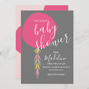 Invitation Filles Baby shower Tassel Boho Balloon