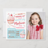 Invitation Filles Baking Party Cupcake Anniversaire Photo (Devant)