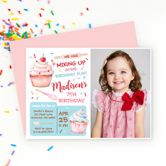 Invitation Filles Baking Party Cupcake Anniversaire Photo