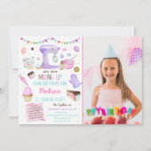 Invitation Filles Baking Party Pink Gold Cake Cupcake Anniver (Devant)