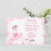 Invitation Filles Ballerina rose Coeurs étincelants Fête d'an (Debout devant)