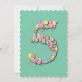 Invitation Filles Ballons Aqua 5ème Cinquième Anniversaire (Dos)