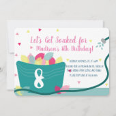 Invitation Filles Ballons d'eau combat Anniversaire rose (Devant)