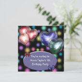 Invitation Filles Ballons Rose Violet 7ème Anniversaire (Debout devant)